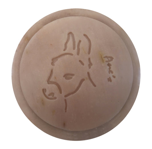 Savon visage et corps fleurs de calendula enrichi en lait d'ânesse frais et bio. Fabrication artisanale. Format économique: 160g.